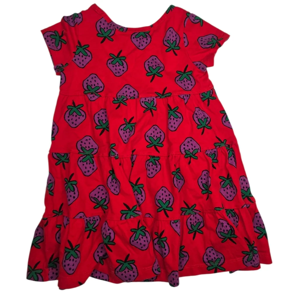 Hanna Andersson Red Dress with Purple Strawberry Print- Size 3